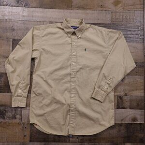 Ralph Lauren Button Down Shirt Men’s XL Tan‎ Khaki Classic Oxford Cotton